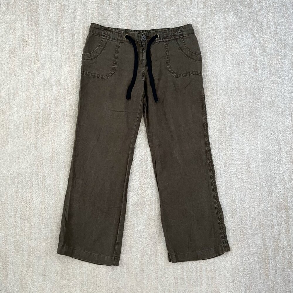 Sanctuary Linen Green Boho Wide Leg Crop Pants 28